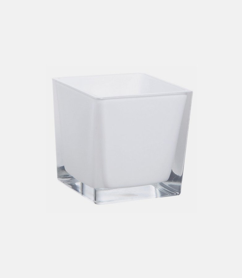 Vase verre carré cube blanc 10 cm