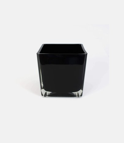 Vase verre carré cube noir 10 cm