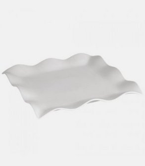 10262 Plat porcelaine carré ondulé Santiago<br> 25 x 25 x 3 cm H 1 cm