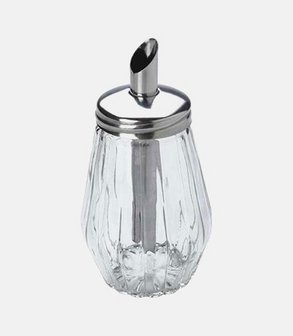 Sucrier en verre retro avec tube doseur<br> Ø 8 cm H 15 cm
