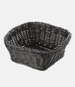 Corbeille à pain tressée carrée noire<br> 20 cm H 7 cm
