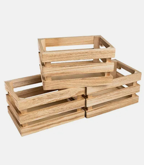 Cagette bois naturel 22 x 15.5 cm H12 cm<br> (lot de 3)