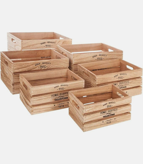 Cagette facto bois (lot de 3)<br> 34.1*24 H18 / 36.7*26.7 H20 /39.9*29.9 H21.8