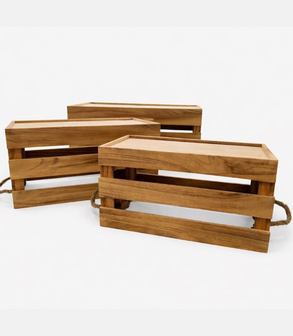 CAGETTE FICELL Cagette anse ficelle bois naturel (lot de 3)<br> 30*18 H 17 / 40*22 H 20 / 50*26 H 23 cm