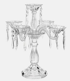 Chandelier cristal 5 branches Ø 42 cm<br> (livré sans bougies)