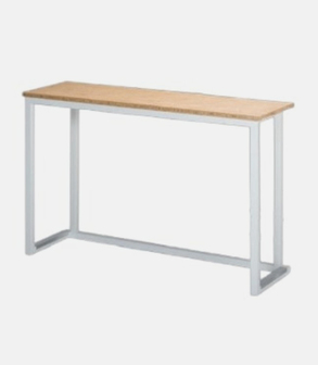 Comptoir d'accueil Kubo blanc plateau bois<br> façade blanche 120 x 35 cm H 110 cm