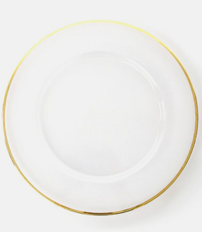 Assiette de présentation verre  filet or Ø 32 cm (par 20)
