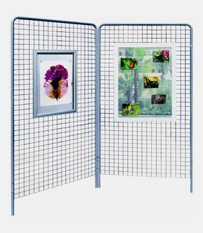 Grille d'exposition modulable 100 cm H 200 cm<br> gris martelé (pieds en option)