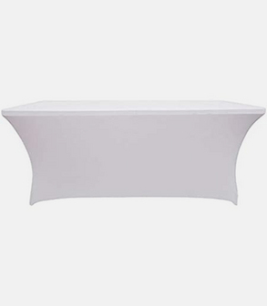 Housse de table lycra blanc 183 x 76 H 76 cm<br> 4 cotés 200 g/m²