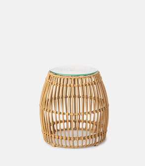 Table basse Palm Rotin + plateau verre<br> Ø 40 cm H 40 cm