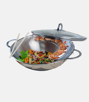 Wok inox Ø 32 cm avec grille affinity<br> multicouche