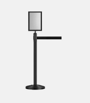 Potelet sangle noire ac panneau indicateur A4