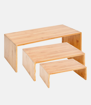 PRENT BOIS MM Presentoir buffet gigogne 3 plateaux MM<br> bambou naturel 60 x 20 x 20 cm
