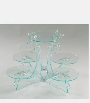 PRES CRIS 5 Presentoir cristal 5 plateaux<br> 3 x Ø 26 cm et 2 x Ø 18 cm 60x60x75 cm