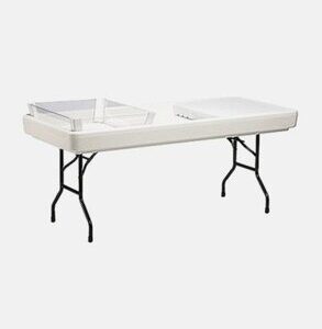 Table Ice blanc + jupe 185 x 80 cm H 78 cm